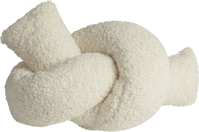 Ivory Boucle Cylindrical Knot Pillow