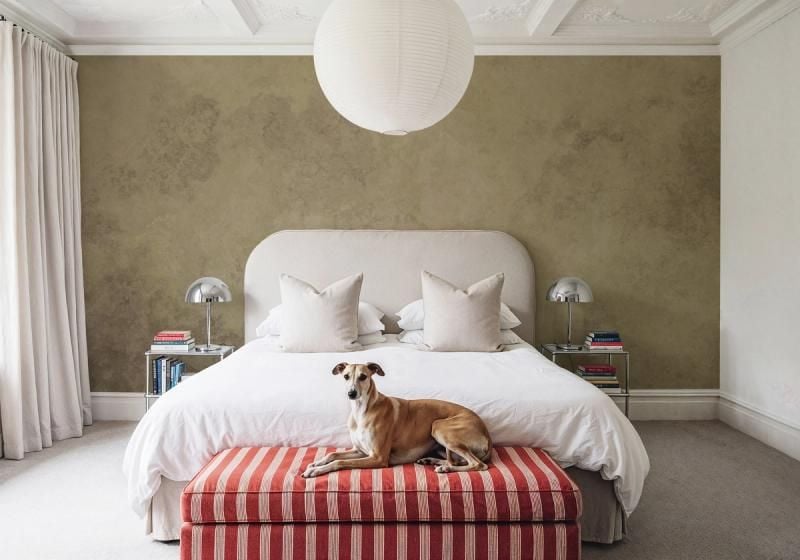 Wallpaper with a cloud-like motif