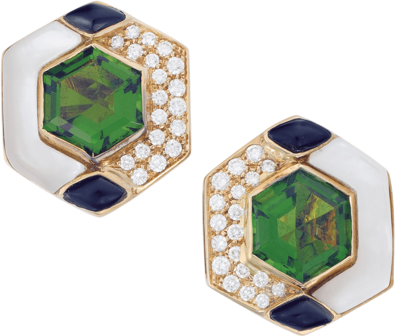 20th Century Multi-Gem and Gold Ear Clips