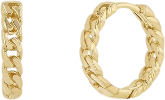 14k Small Curb Chain Huggie Hoop Earrings