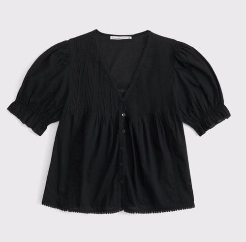 Short-Sleeve Button-Through Blouse