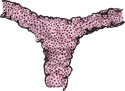 La Miranda - Pink & Black Polka Dots Silk Tanga