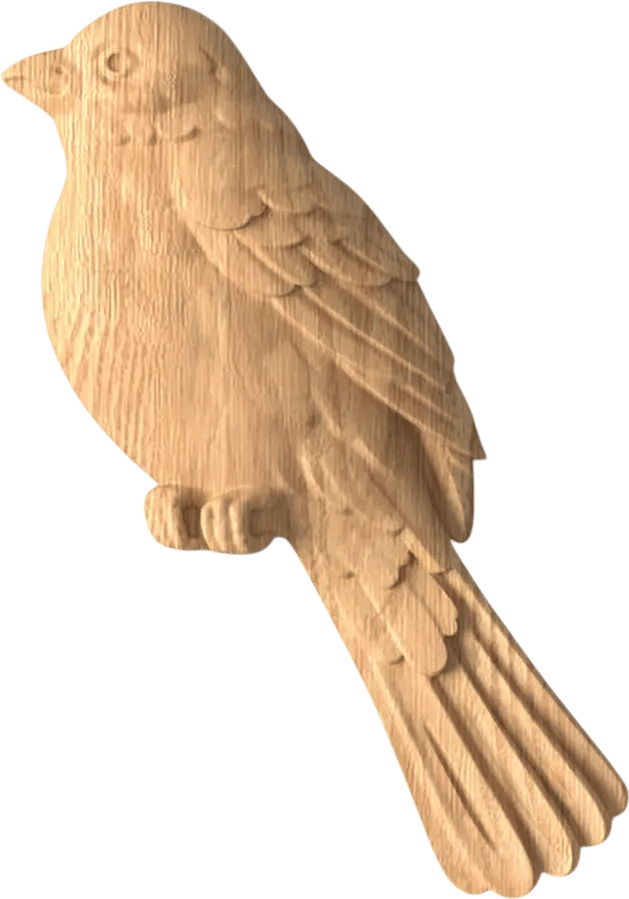 Unfinished solid wood sparrow onlay, Right
