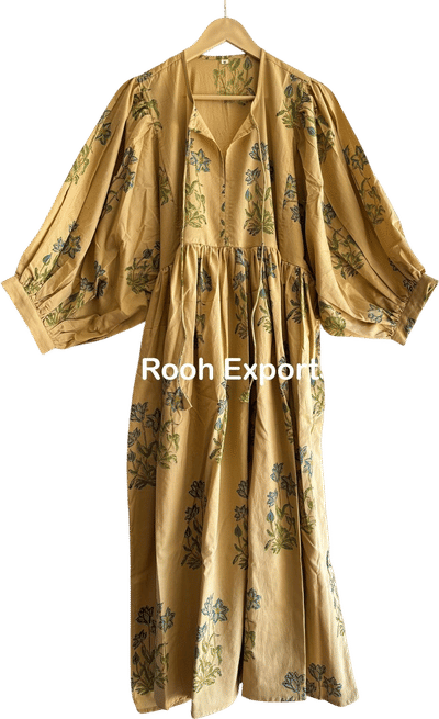 Floral Hand Block Print Kyra Midi Dress