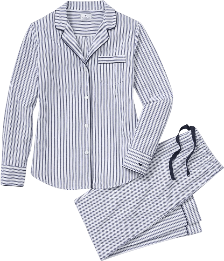 Petite Plume Women's Twill Pajama Set in Navy