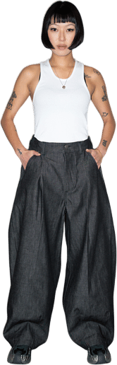 SUPER WIDE PANTS IN RAW DENIM
