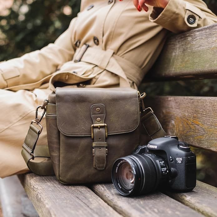 Camera bag that looks more like a purse than a camera bag