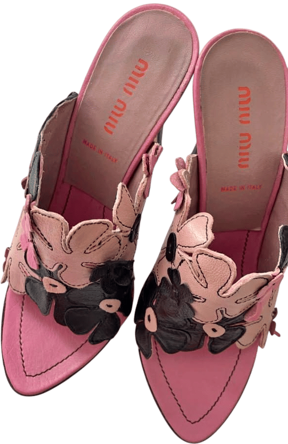 Vintage Miu Miu Floral Appliqué Sandals