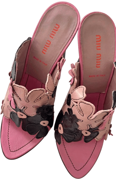 Vintage Miu Miu Floral Appliqué Sandals