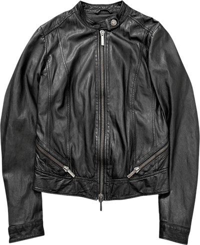 Vintage Caban Biker Leather Jacket