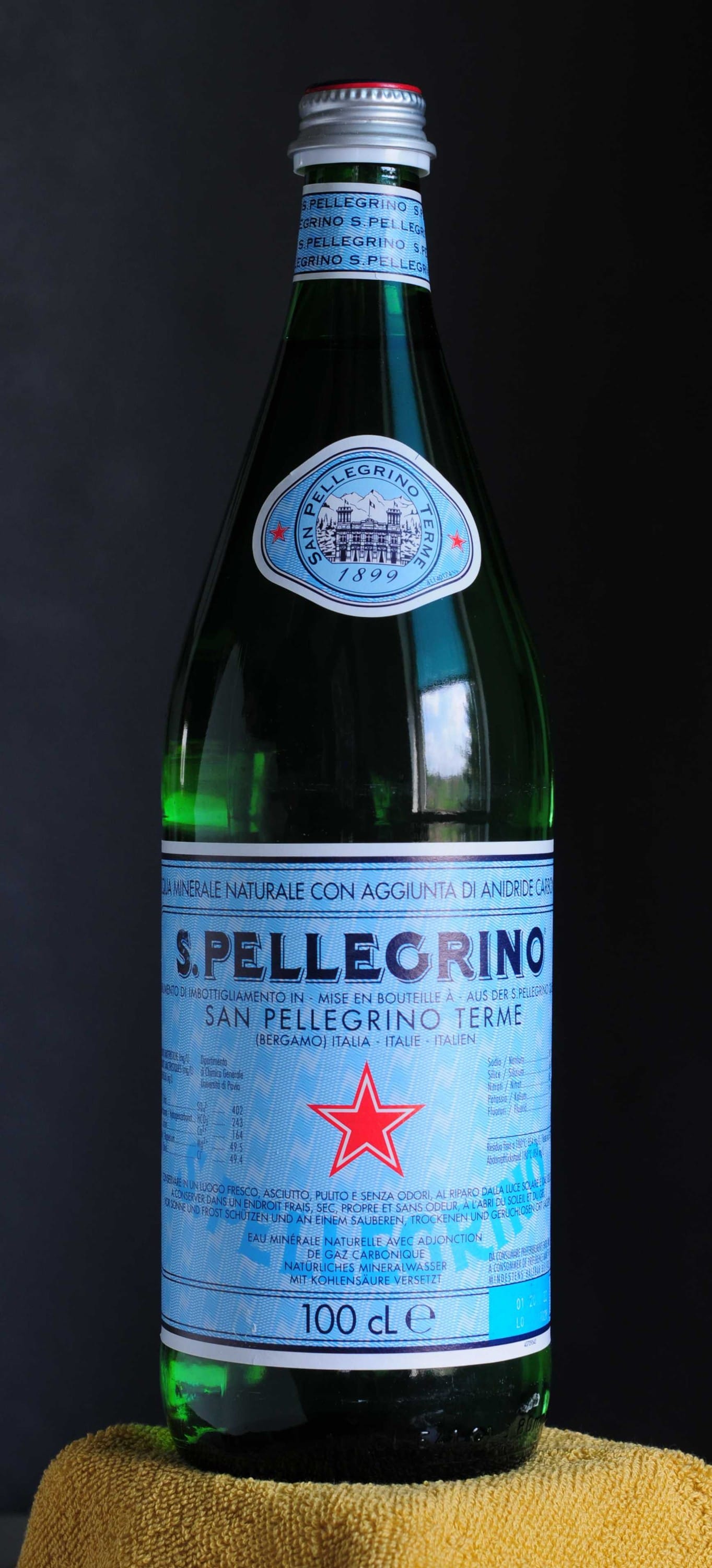 Sparkling water next to your bed