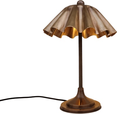 Handcrafted 1950's Brass Table Lamp with Floral Shade