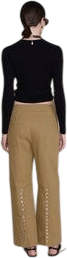 Chan Luu Back Snap Straight Leg Pant Khaki