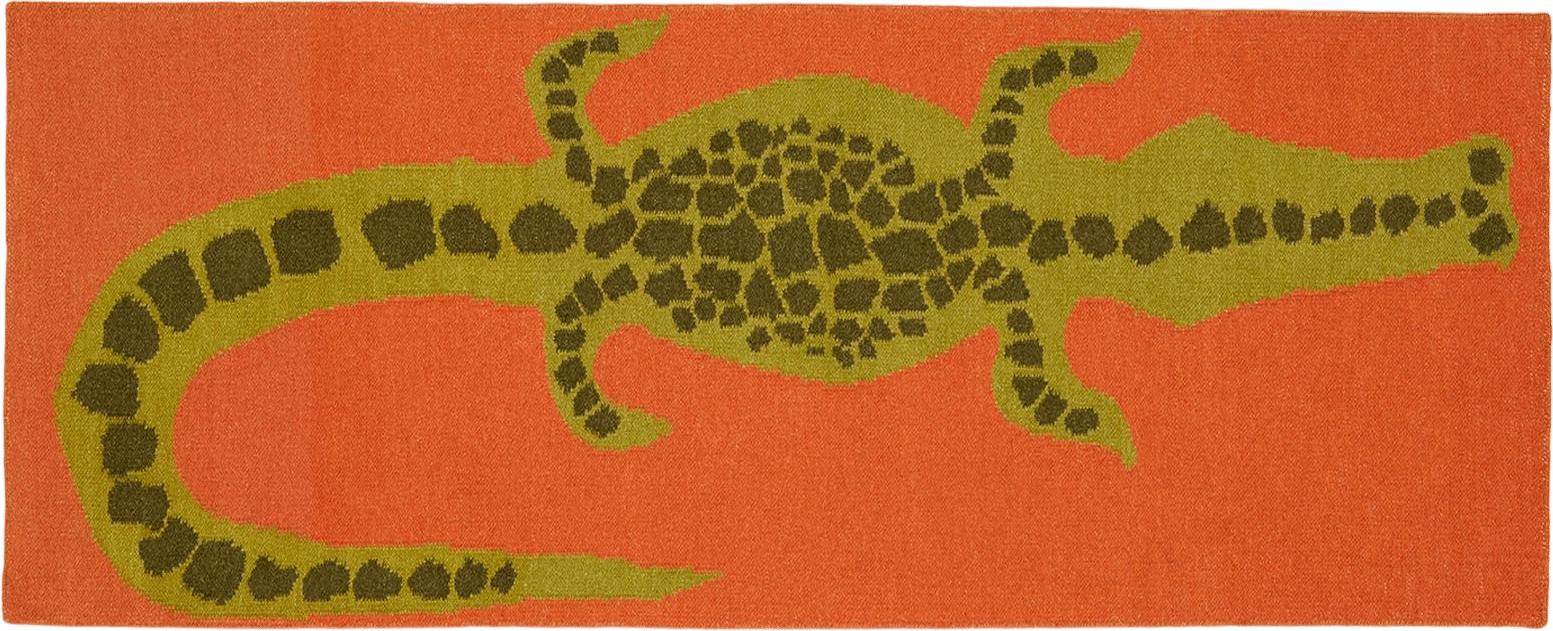 Cold Picnic Wool Flat Weave Crocodile Runner - Tomato