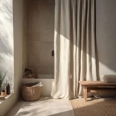 Custom Linen Shower Curtain