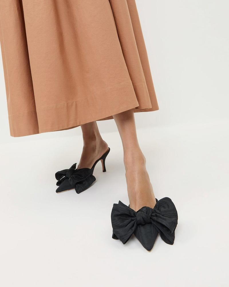 Margot Black Moiré Bow Mule