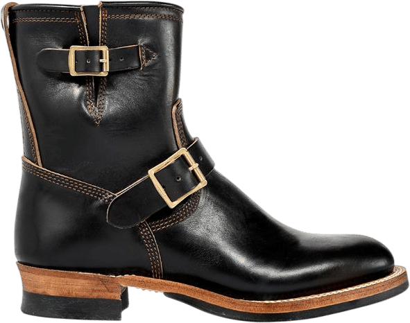 Flat Head Goodyear Welted Engineer Boots - Black Japanese Cordovan Horsehide