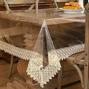 Clear Vinyl Tablecloth with Lace Trim