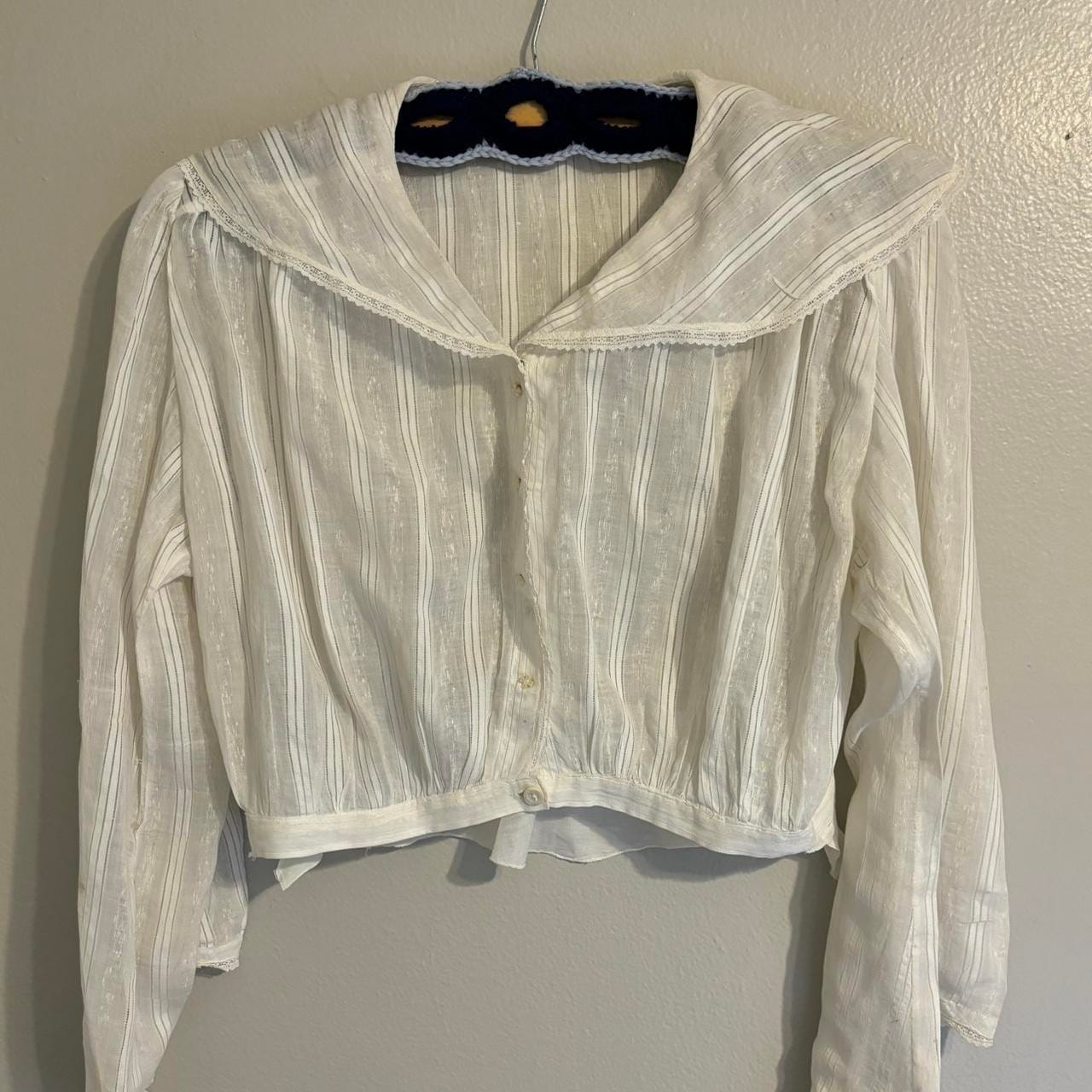 Vintage Striped Sailor Collar Blouse