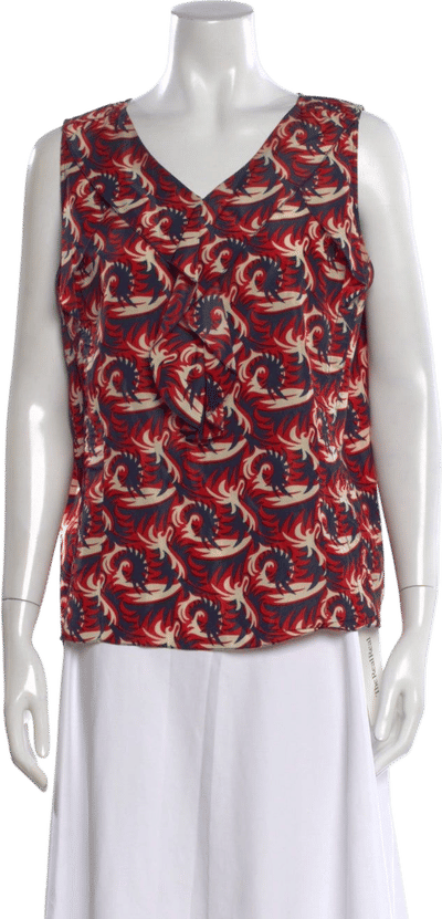 Printed V-Neck Top