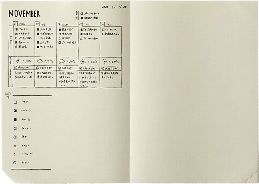 Midori MD Notebook Journal Codex 1 jour 1 page