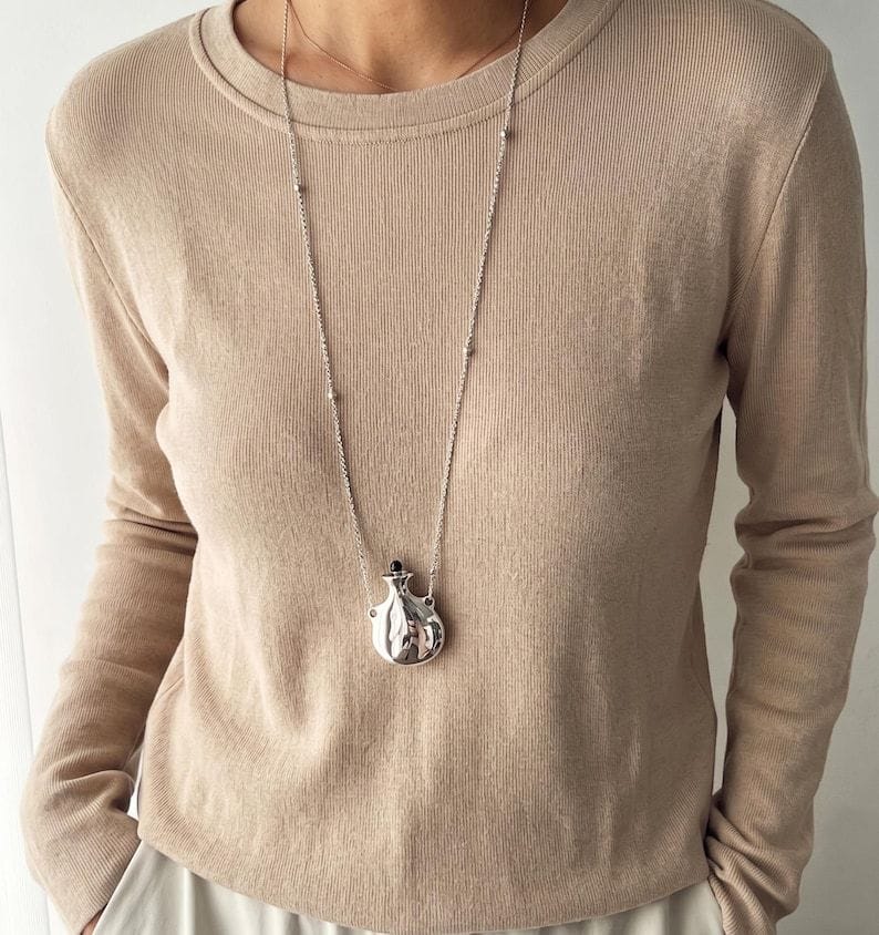 Oversized Perfume Bottle Pendant Necklace