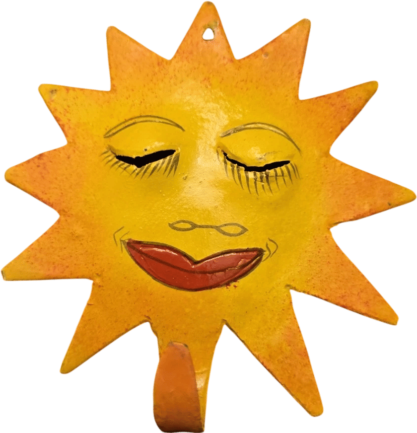 Vintage 90s Celestial Sun Face Metal Wall Hook