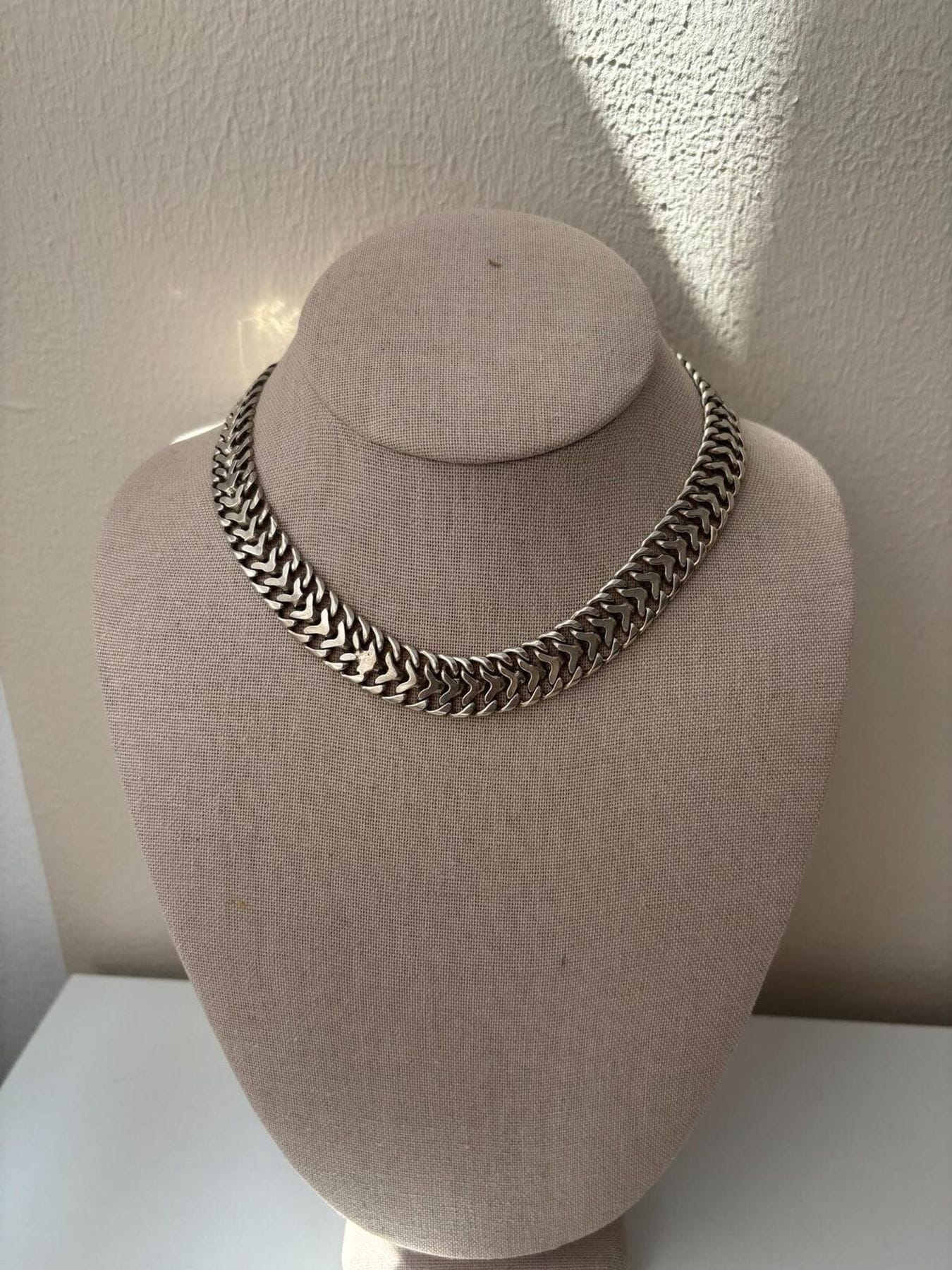 Vintage FarFan Mexican Sterling Silver Wide Chain Necklace