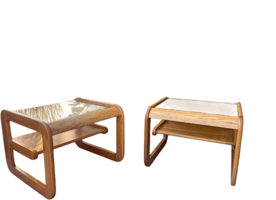Vintage Lou Hodges Style Oak Side Table