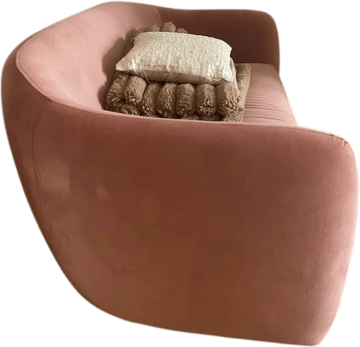Mauve Velvet Curved Sofa