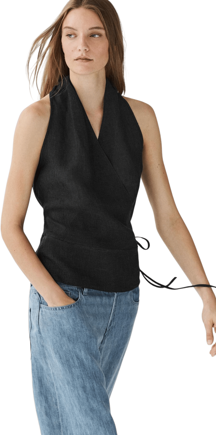 Massimo Dutti American Neckline Cross-Over Top