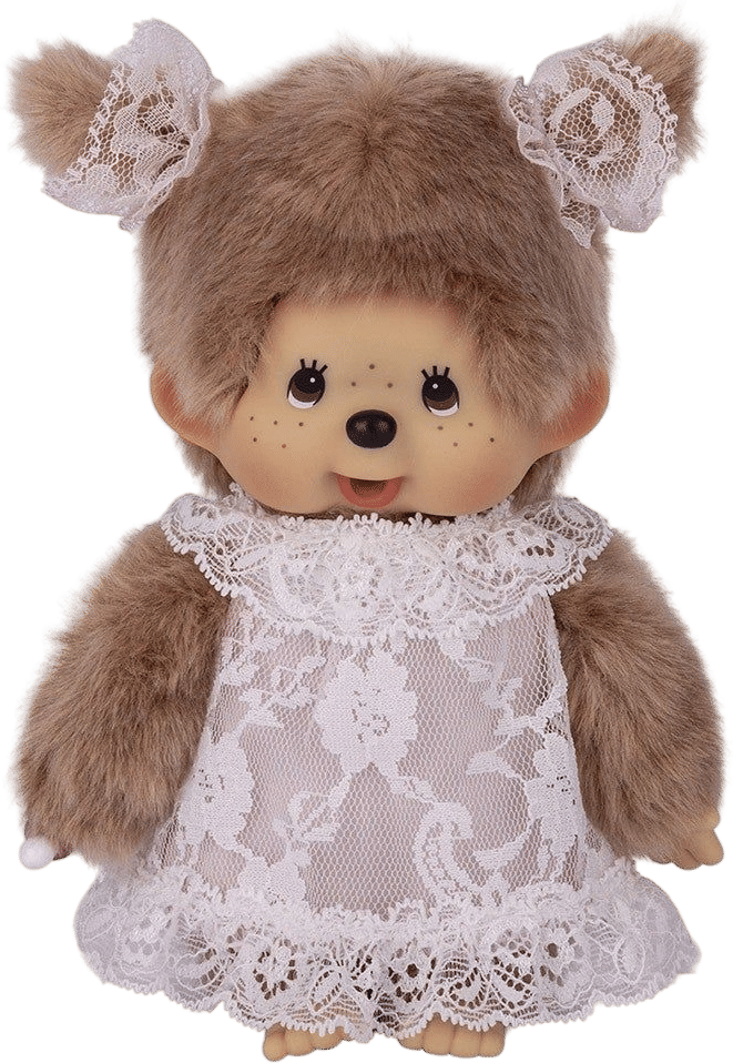 Monchhichi White Lace Dress Beige Girl 8in Plush