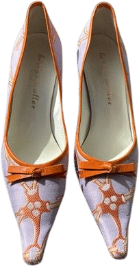 Bettye Muller Vintage Lavender and Orange Kitten Heels