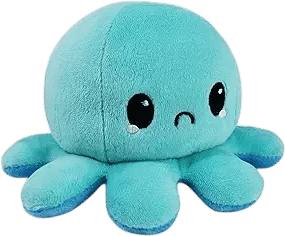 TeeTurtle Reversible Octopus Plushie (Happy Blue/Sad Light Blue)