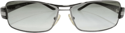 1990s Silver Tone Green Rectangular Sunglasses