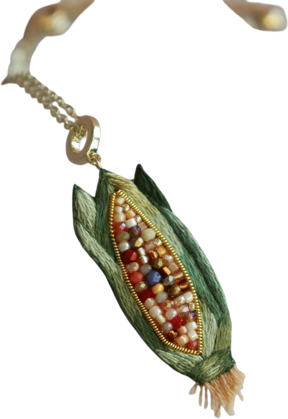 Beaded Corn Pendant Necklace