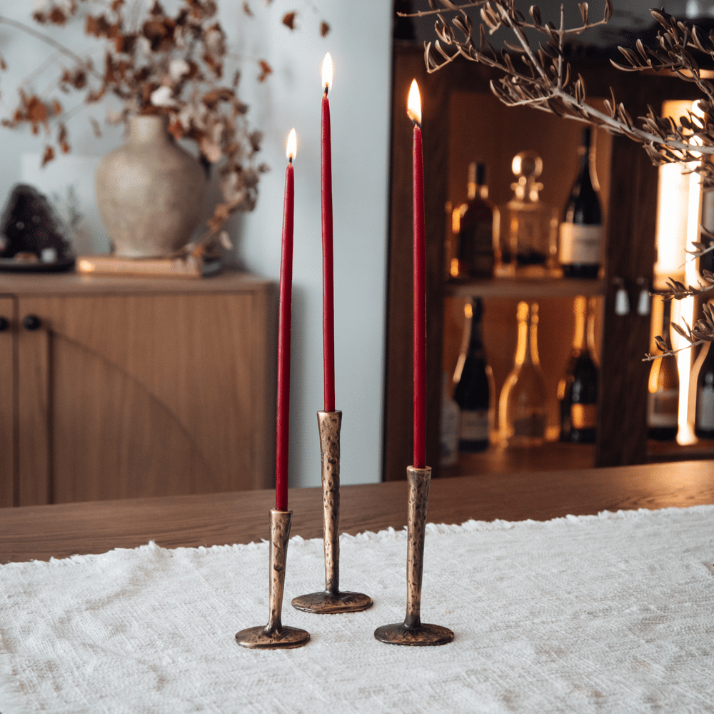 Mini Brass Trio Handcrafted Candlesticks