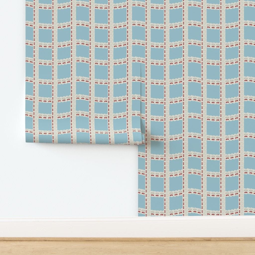 Wallpaper in Big Wavy Squares Light Blue