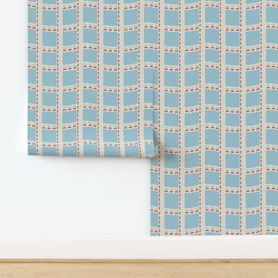 Big Wavy Squares Light Blue Wallpaper