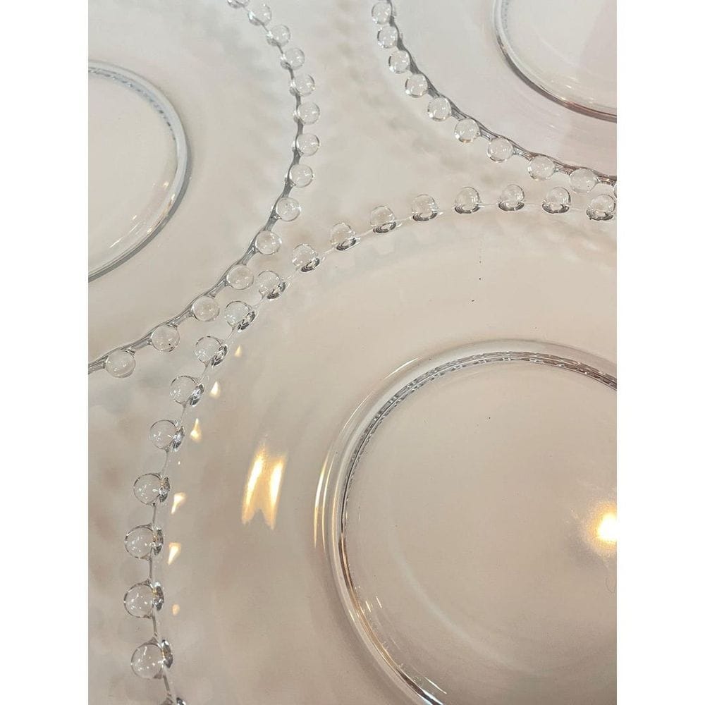 Vintage Clear Glass Beaded Rim Dinner Plates Set of 4 Candlewick Style 10 Inch - Etsy