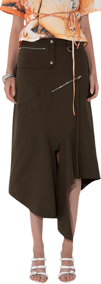 Utility Drape Skirt in Olive