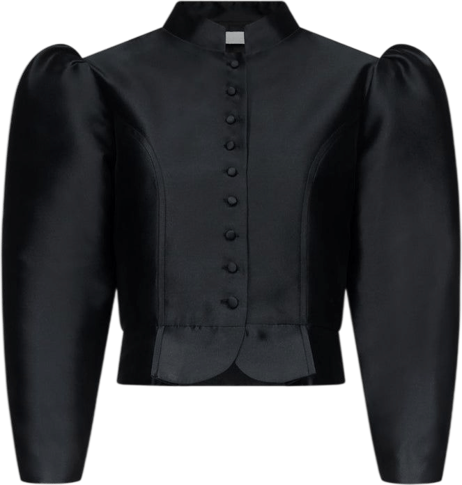 AMOAKO Black Satin Puff Sleeve Jacket