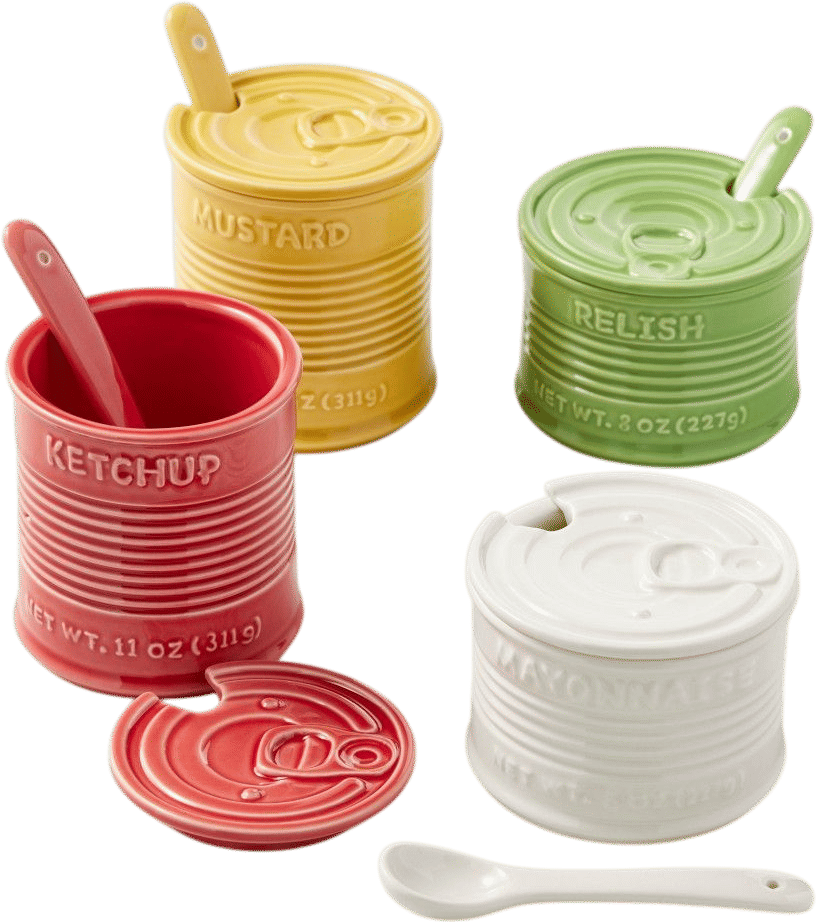 Figural Condiment Jars, Set of 4