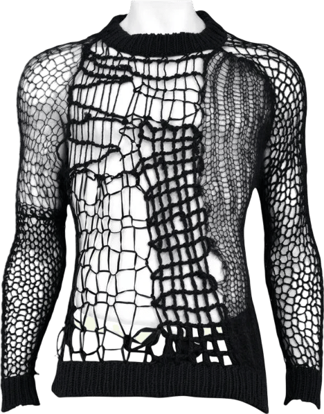 Vintage Raf Simons Black Cobweb Spider Sweater 1998-99