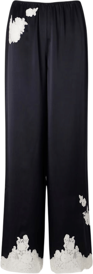 Lace-trimmed silk-satin wide-leg pants | DÔEN