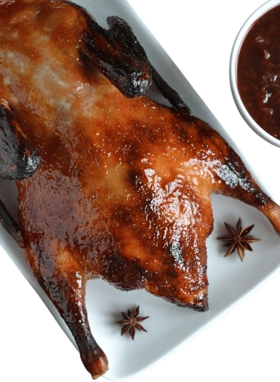 ginger sage roasted duck  + plum sauce