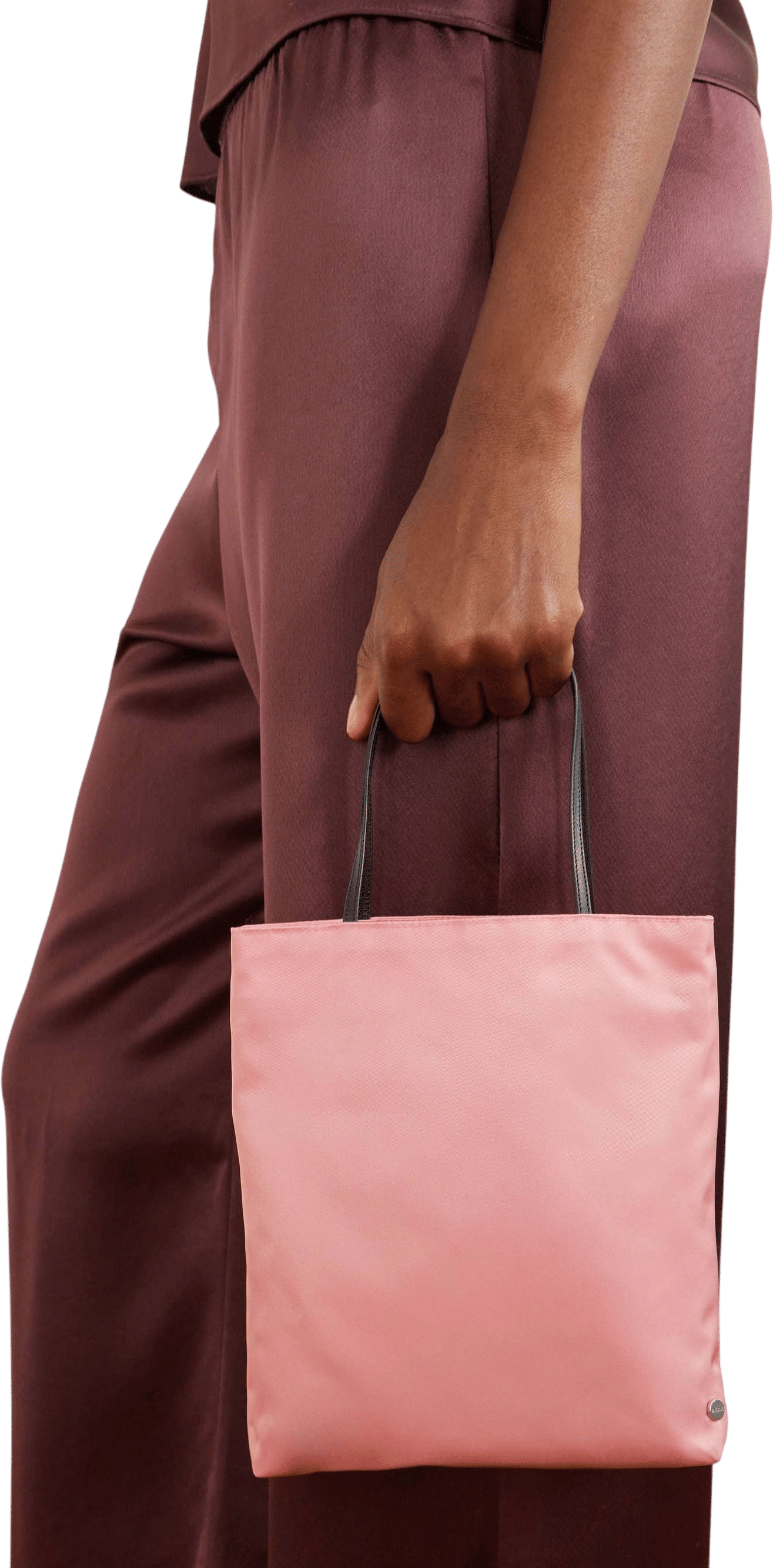 VALESQUE Thea leather-trimmed satin-shell tote bag