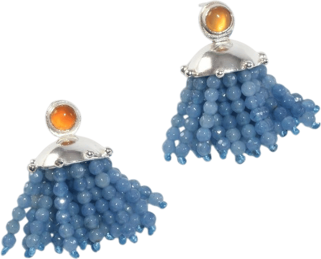 Blue Agate and Red Onyx Cupola Earrings