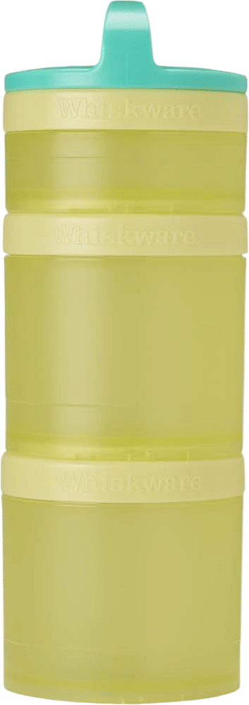 Whiskware Solid Snack Containers, 3 Stackable Snack Cups, Teal/Yellow