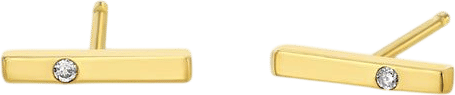 14k Single Diamond Thin Bar Stud Earrings
